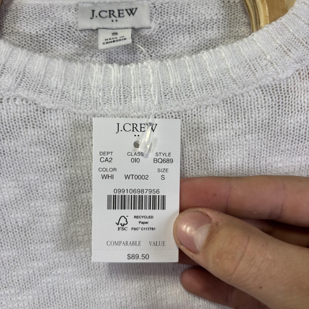 NWT J Crew Sweater Womens Small White Lightweight Open Knit‎ Sheer Pullover - Picture 2 of 7